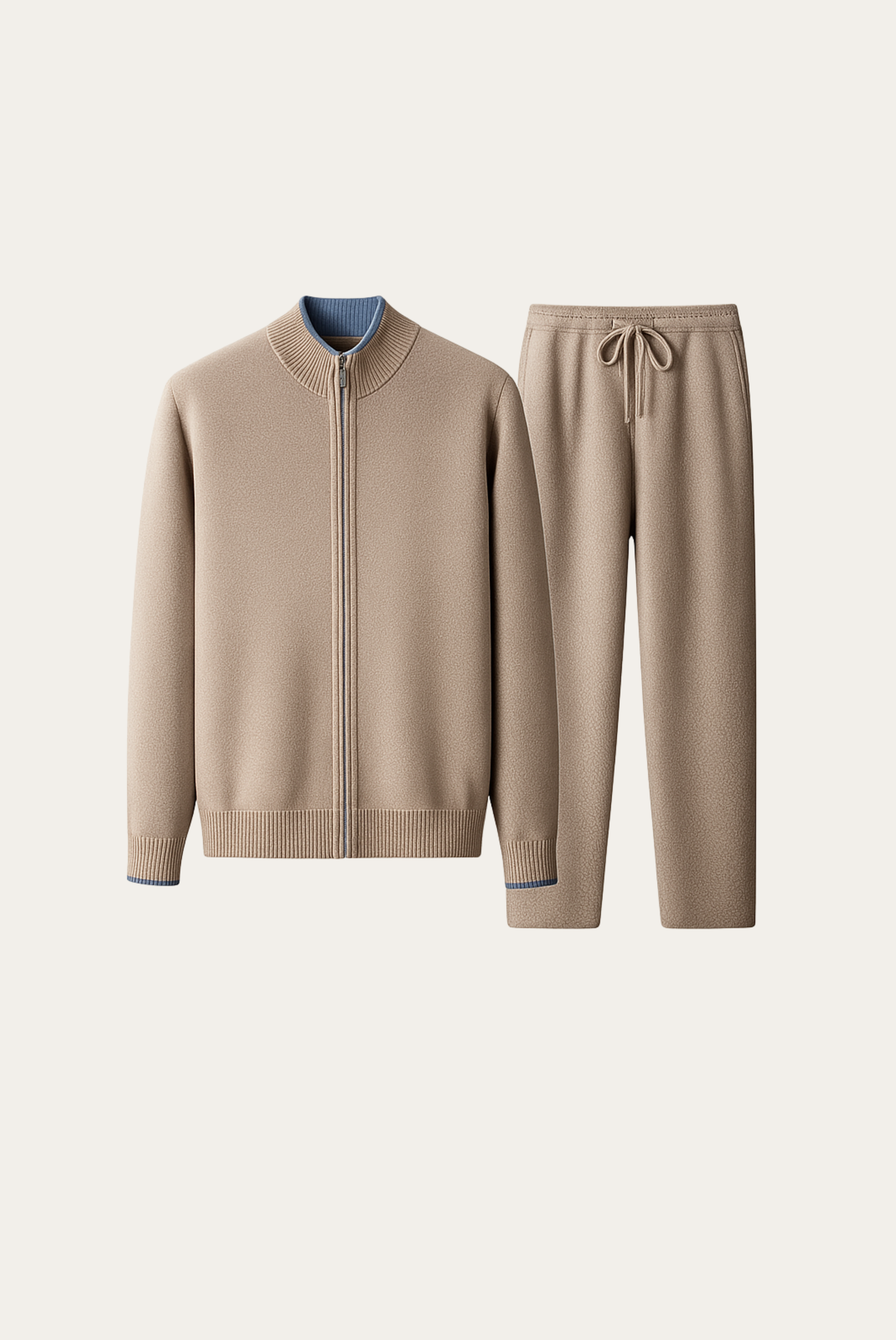 Beige Merino Nocturne Set - Emiral Couture