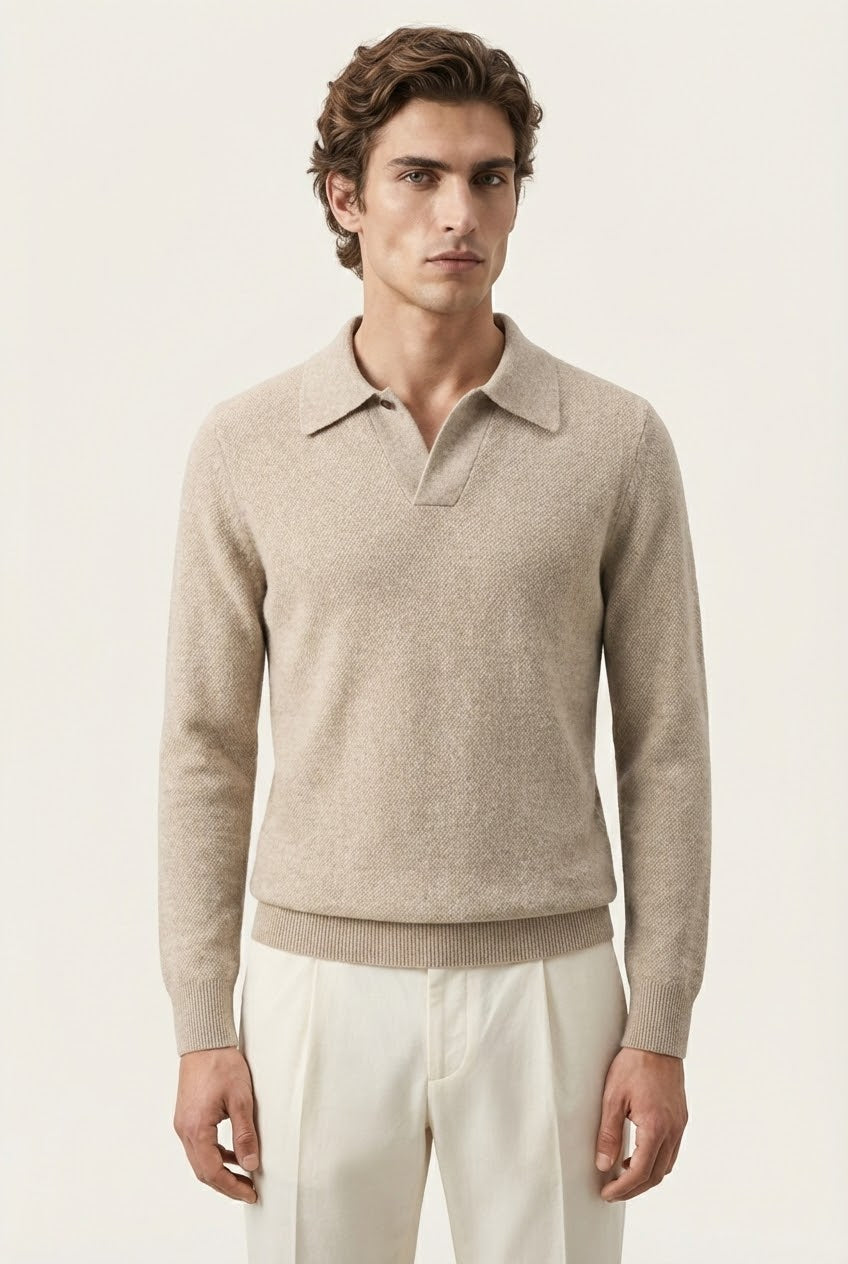 Ario Long Sleeve Polo Beige