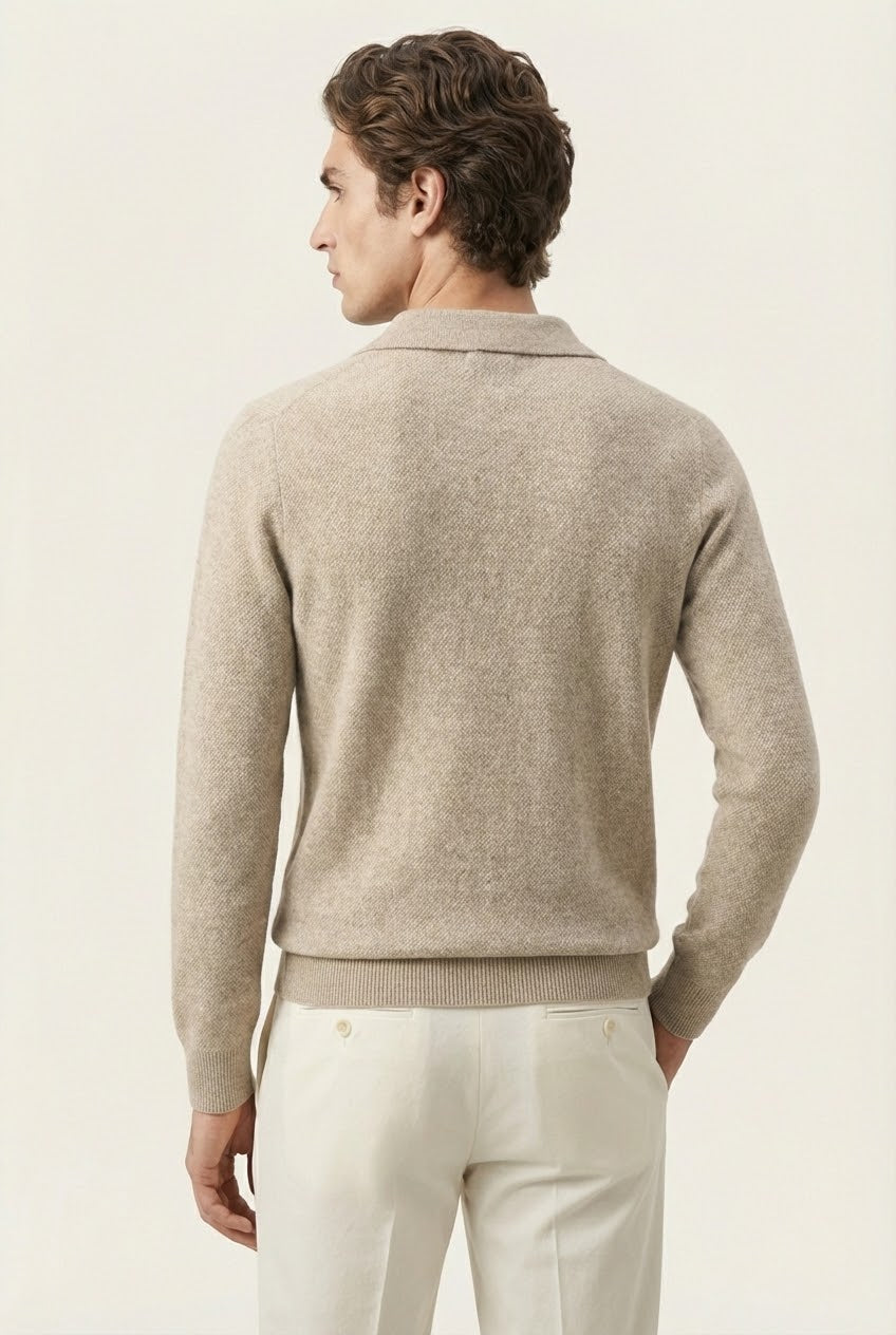 Ario Long Sleeve Polo Beige