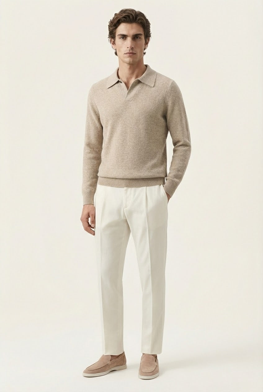 Ario Long Sleeve Polo Beige