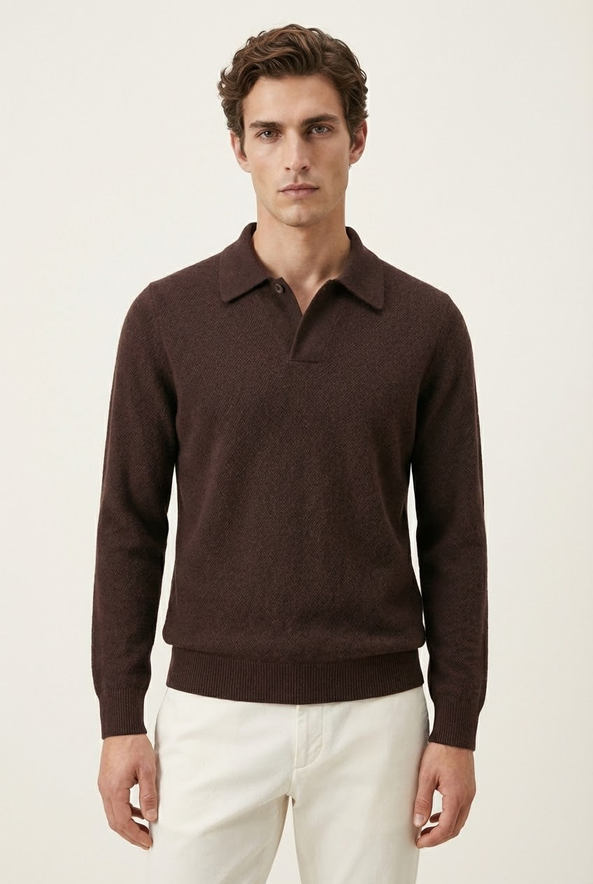 Ario Long Sleeve Polo Maroon