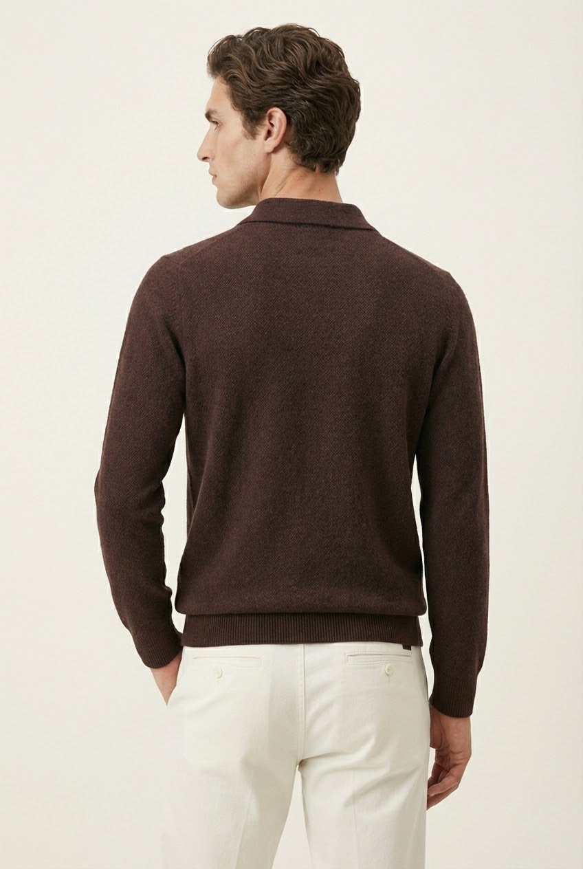 Ario Long Sleeve Polo Maroon