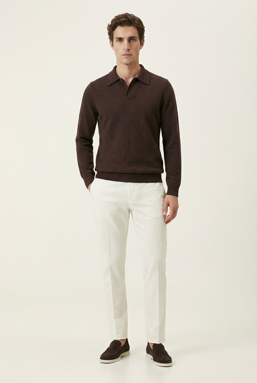 Ario Long Sleeve Polo Maroon