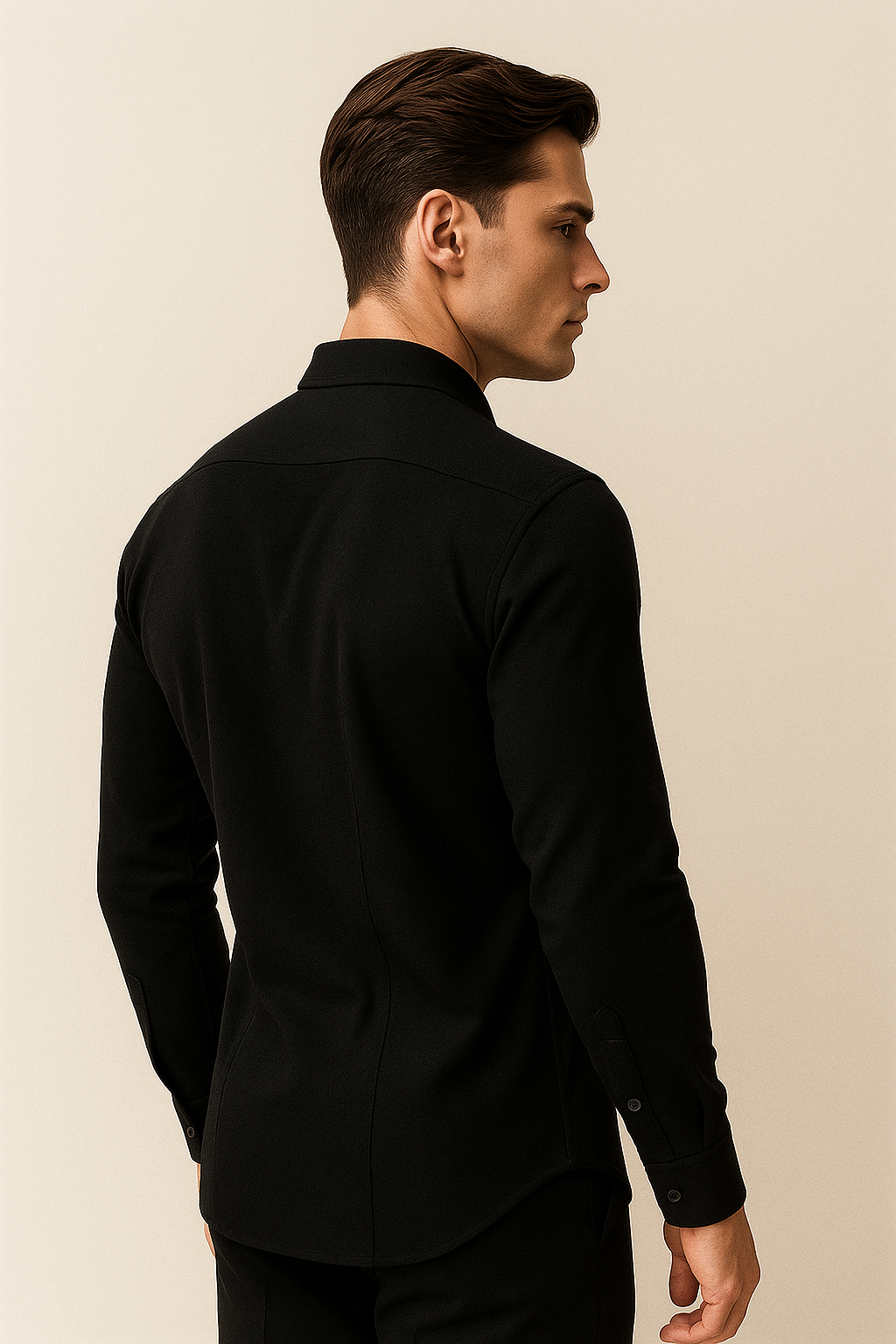 Emiral Couture black cotton chemise featuring a minimalist design and elegant silhouette.