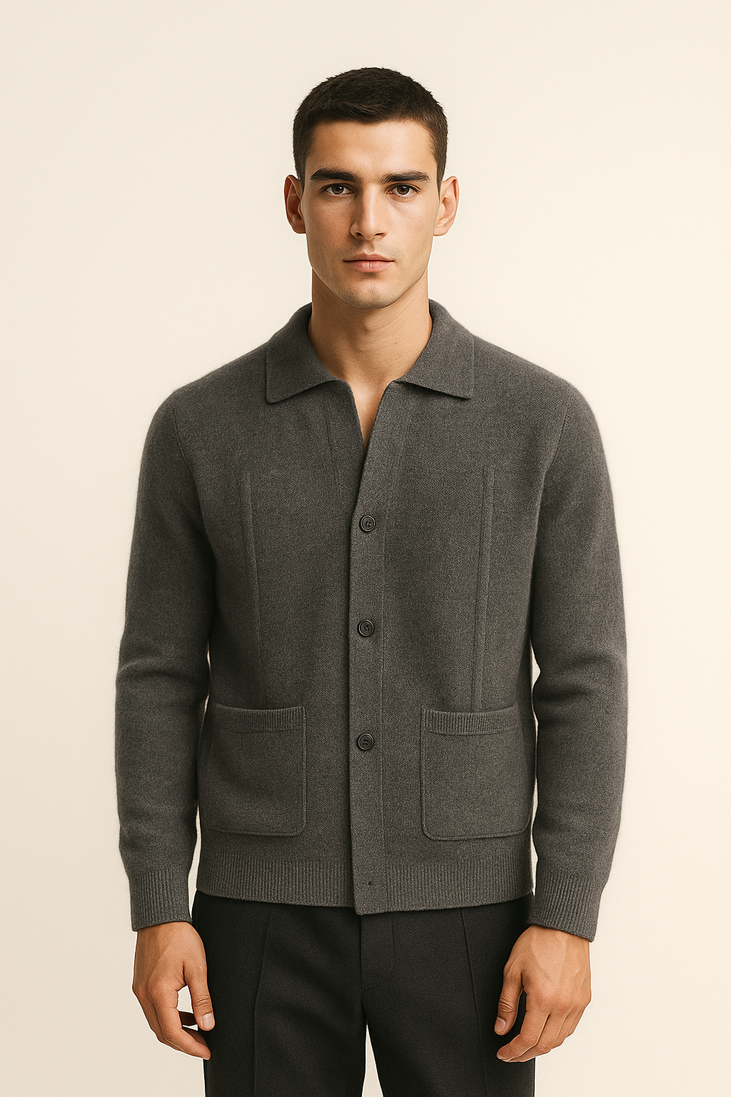 Valero Cashmere Cardigan Graphite - Emiral Couture