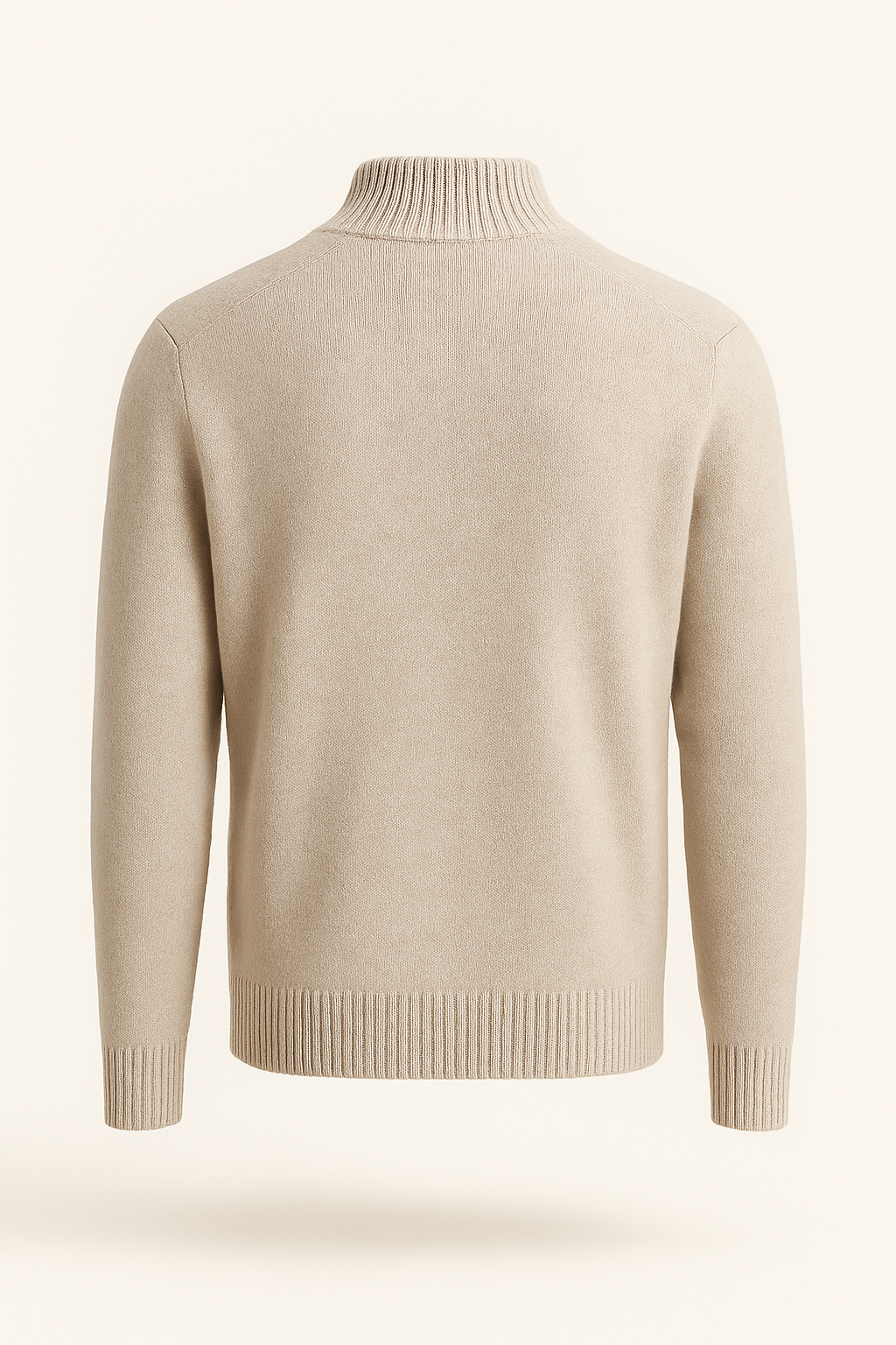 Emiral Couture sand-colored cashmere cardigan with a soft, cozy texture and classic design.