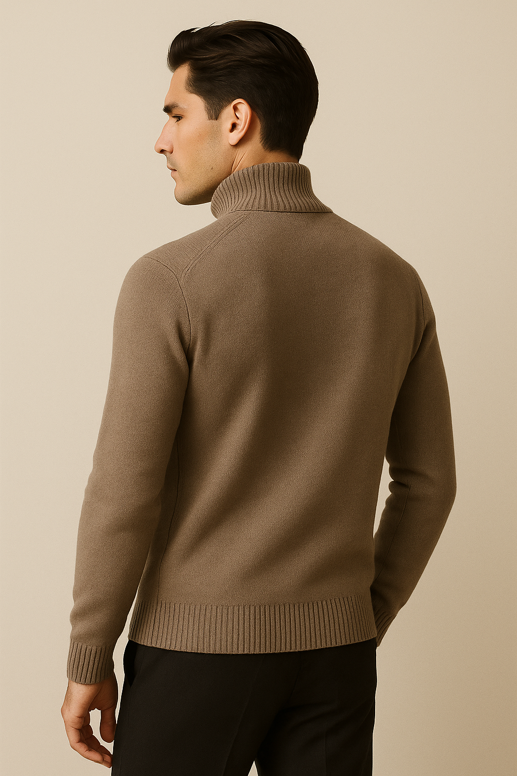 Emiral Couture mocha cashmere cardigan featuring a soft, luxurious fabric with a relaxed fit and ribbed details.