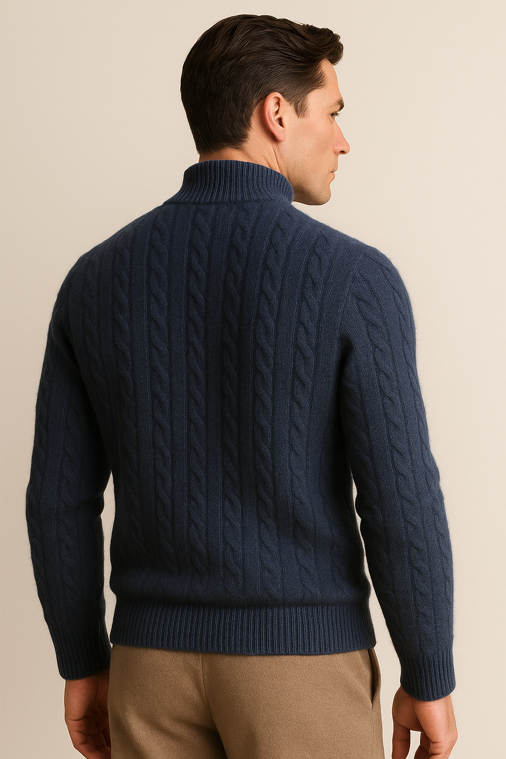 Lerano Cashmere Half-Zip Knit Navy - Emiral Couture