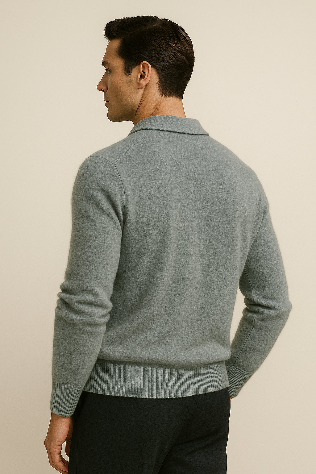 Marencio Cashmere Polo Knit Light Blue - Emiral Couture