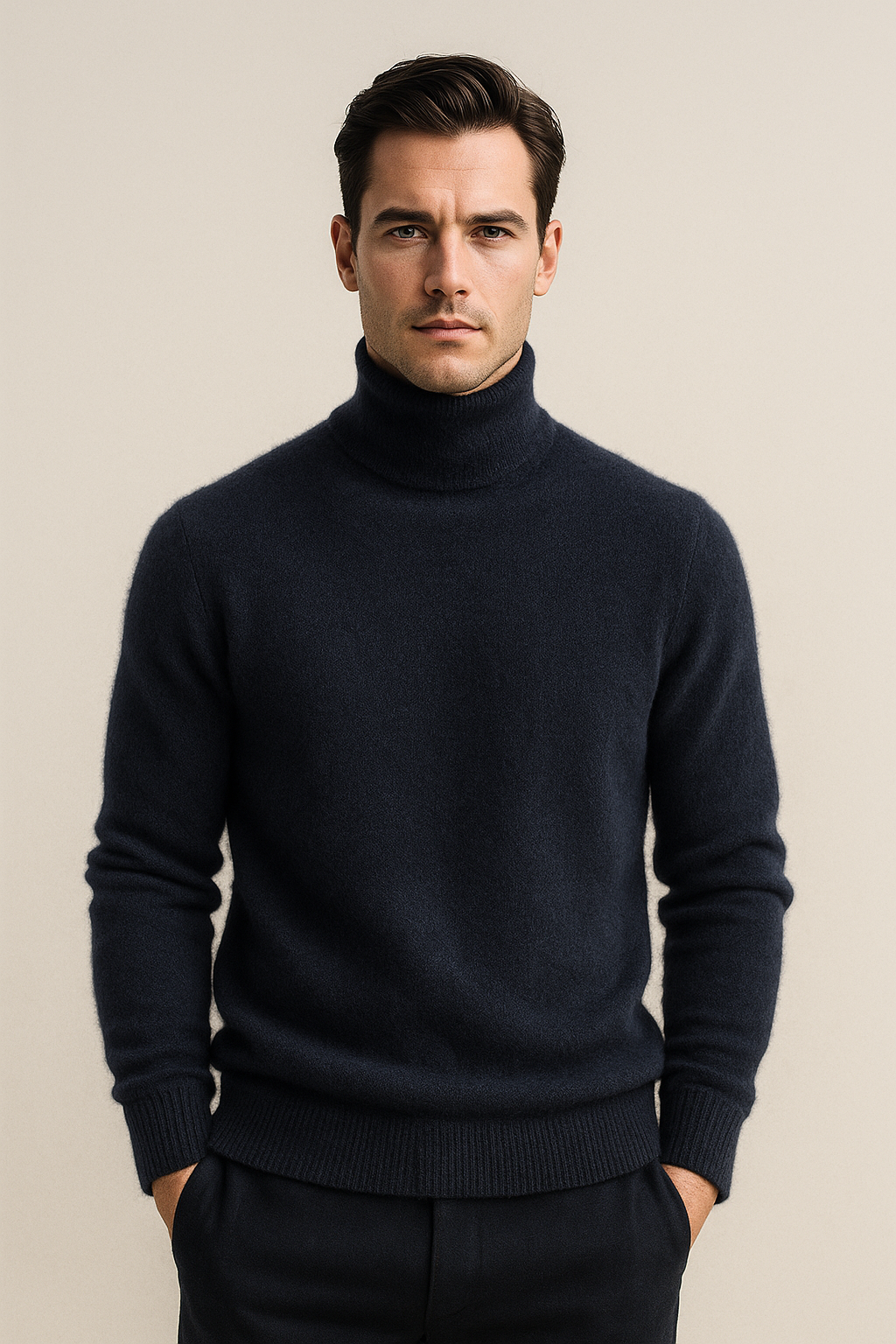 Carezza Cashmere Turtleneck Navy - Emiral Couture