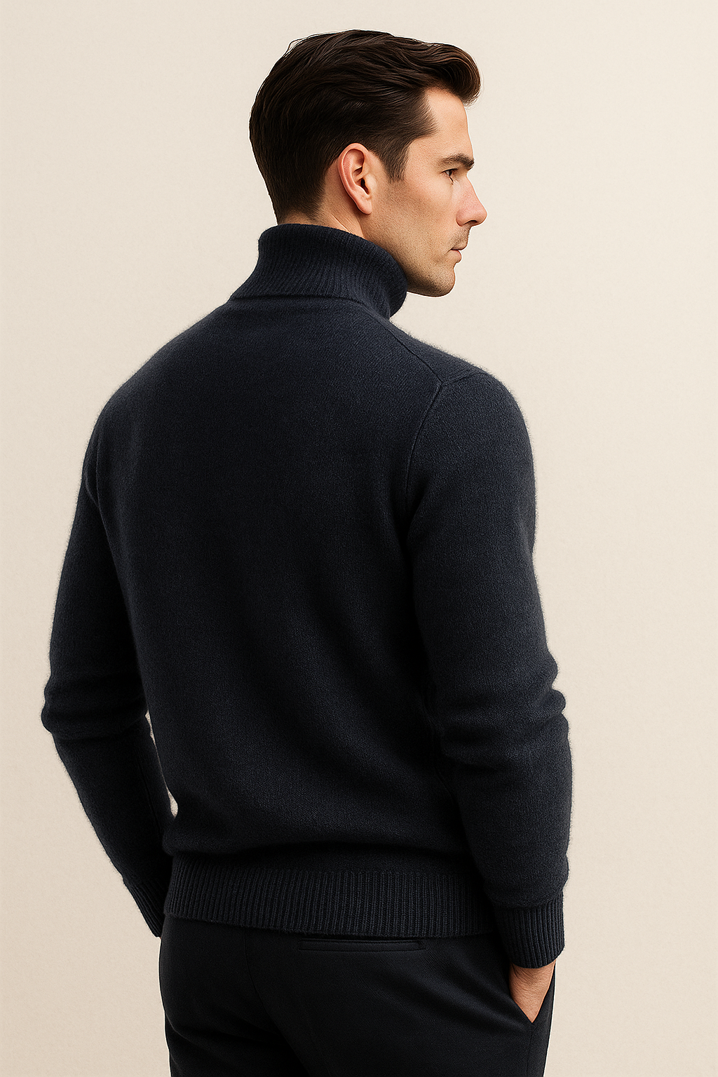 Carezza Cashmere Turtleneck Navy - Emiral Couture