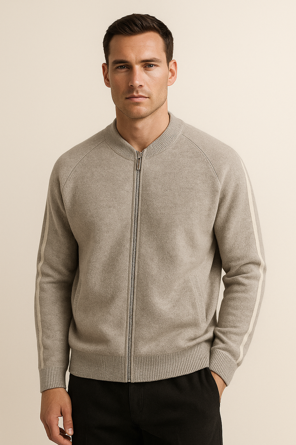 Emiral Cashmere Zip Knit Grey - Emiral Couture