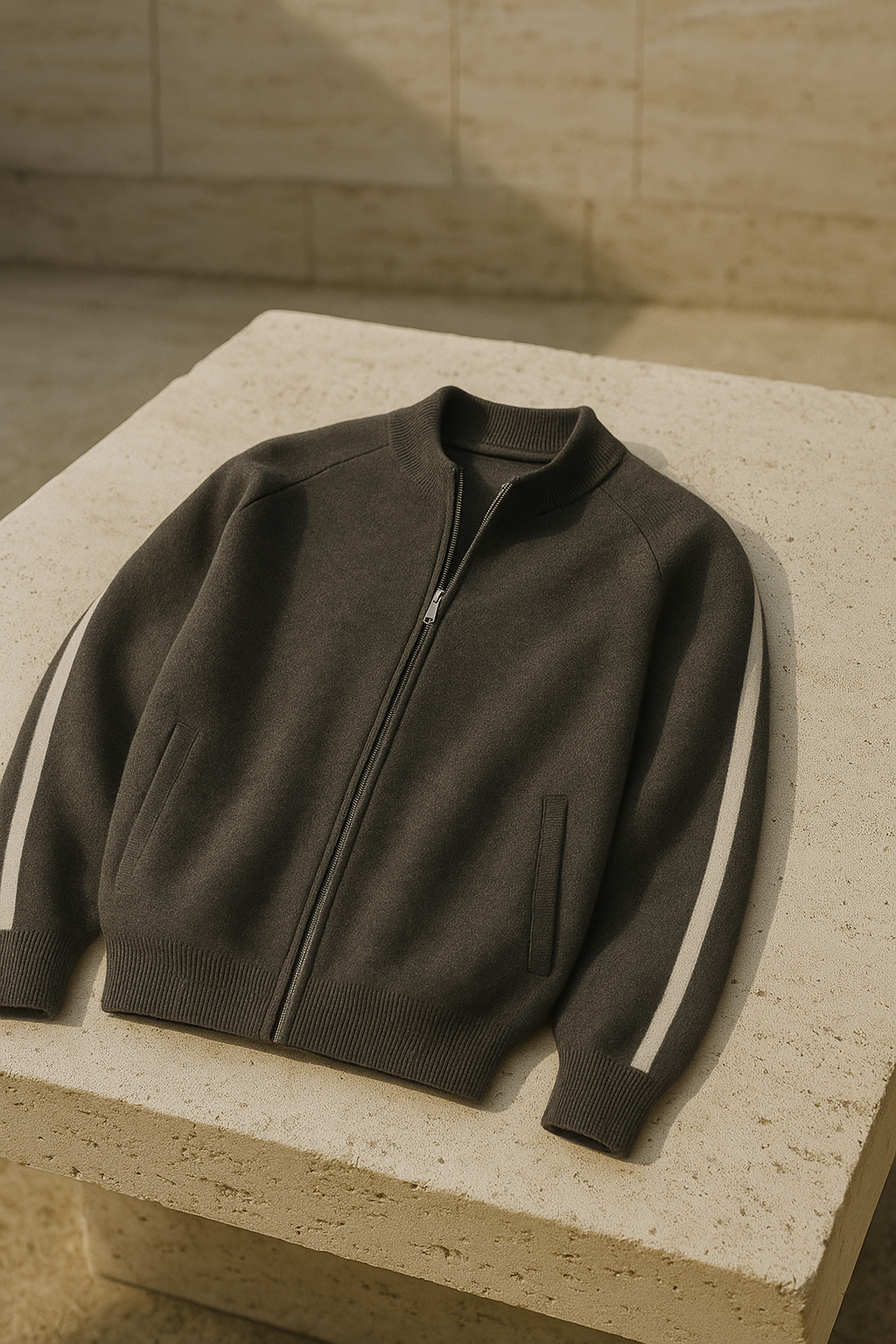 Emiral Cashmere Zip Knit Dark Grey - Emiral Couture