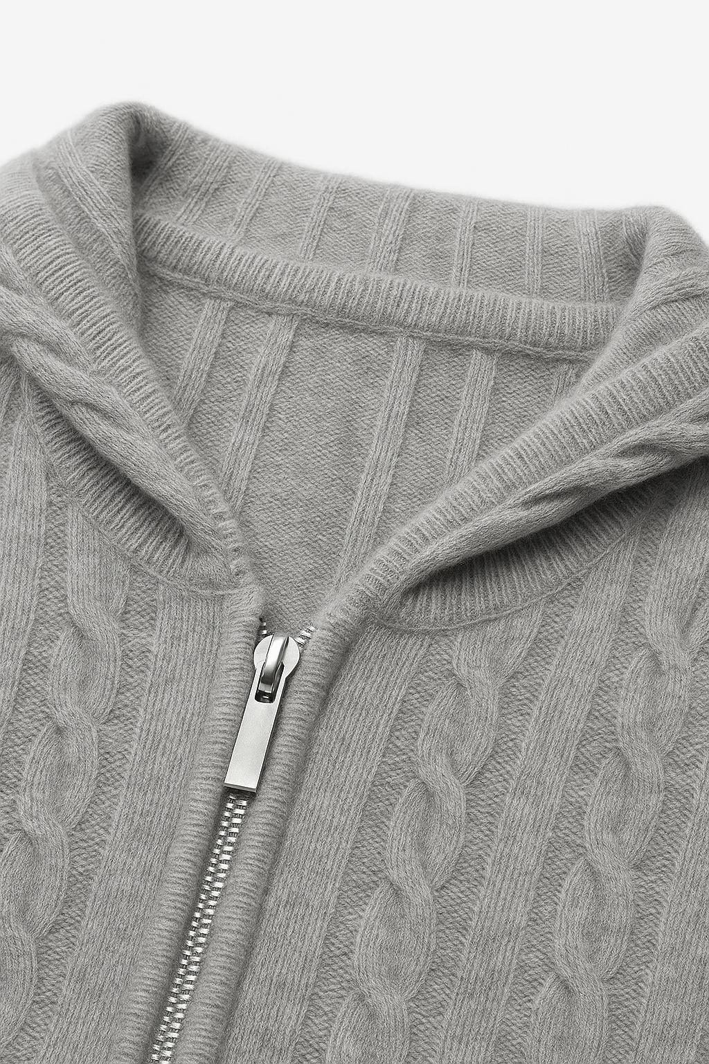 Talieri Hooded Cable Knit Grey - Emiral Couture