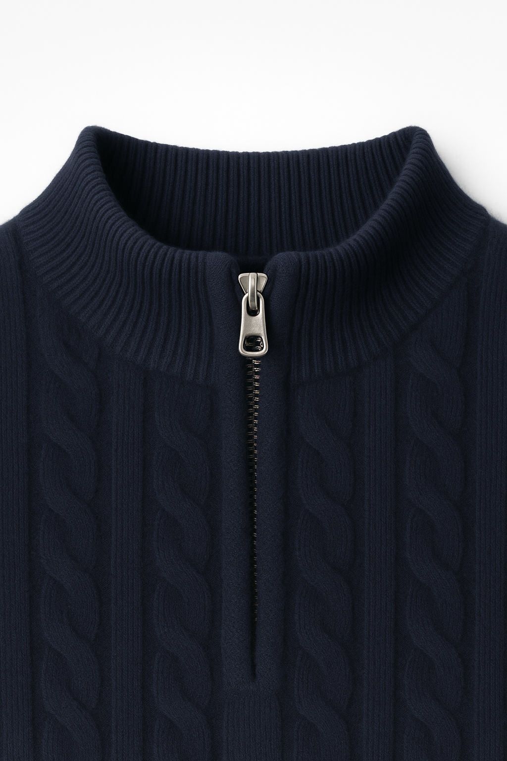 Lerano Cashmere Half-Zip Knit Navy - Emiral Couture