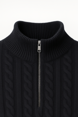 Lerano Cashmere Half-Zip Knit Black