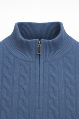 Collezione Cashmere Half-Zip Knit Blue
