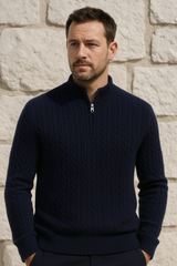 Lerano Cashmere Half-Zip Knit Navy