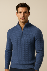 Collezione Cashmere Half-Zip Knit Blue