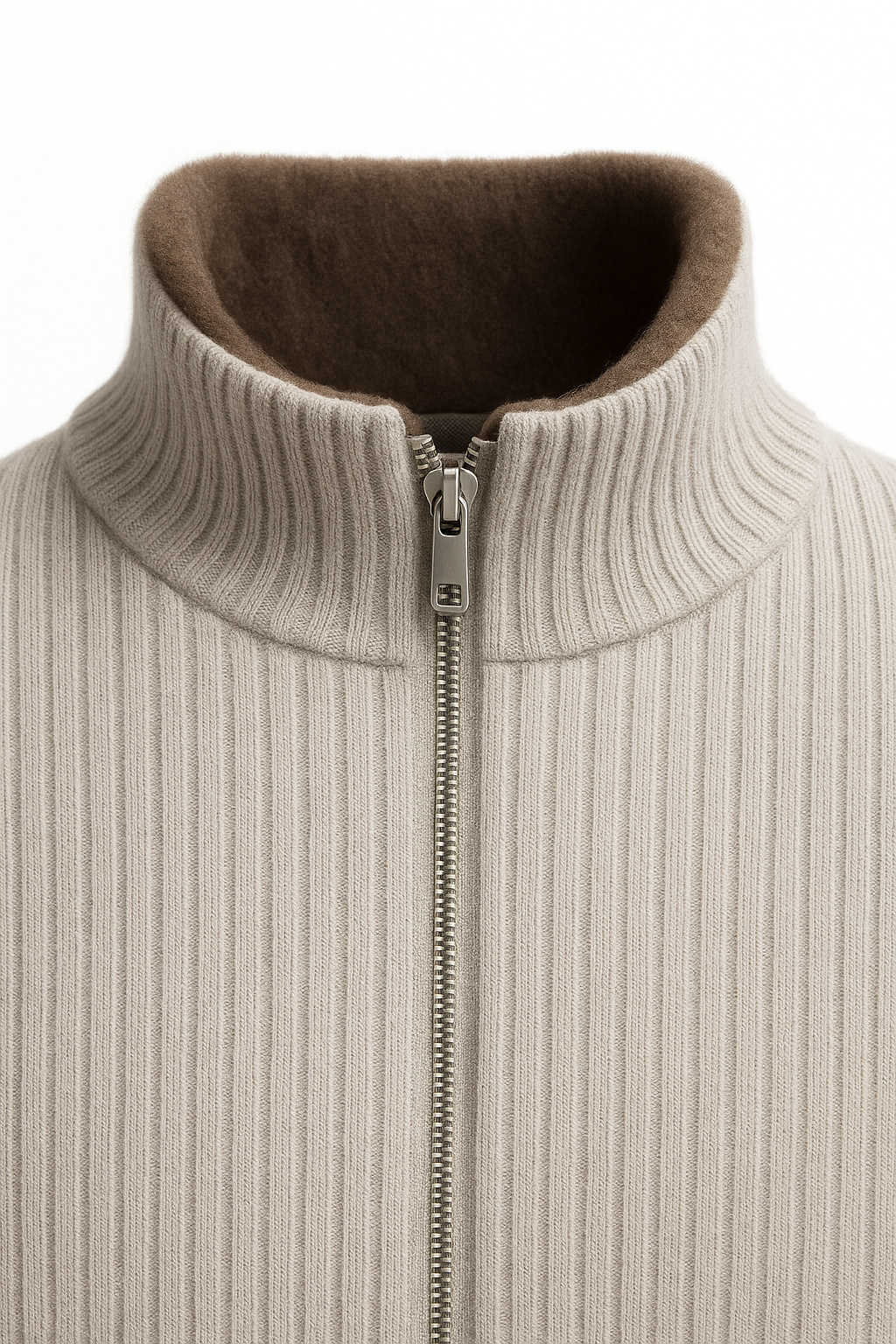 Grey Valen Blouson cardigan by Emiral Couture, showcasing a stylish merino wool design with a relaxed fit.