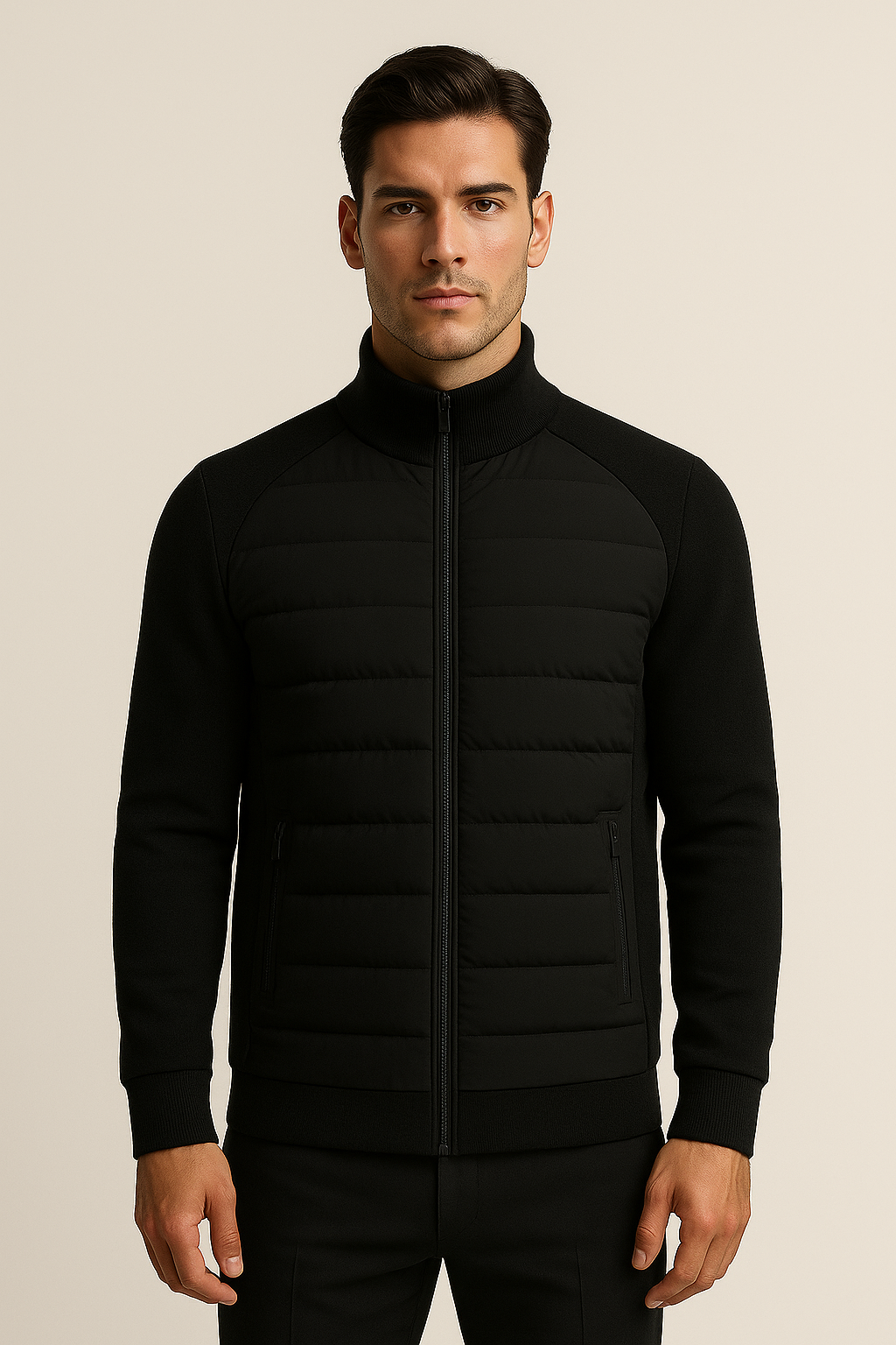 Sorrento Wool Padded Jacket Black - Emiral Couture