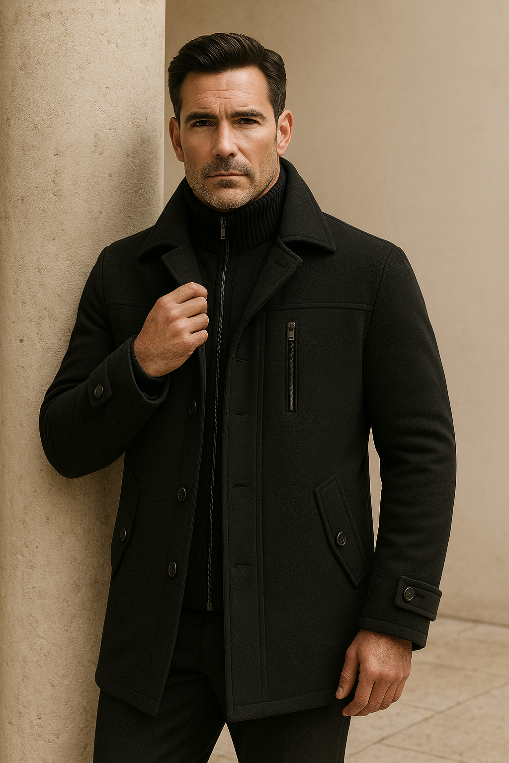 Melvin Field Coat Black - Emiral Couture