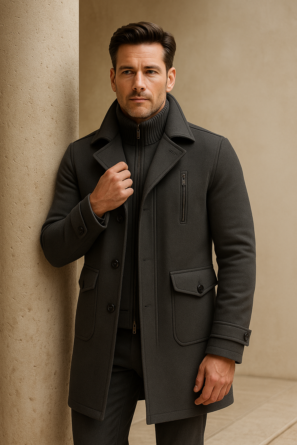 Melvin Field Coat Grey - Emiral Couture