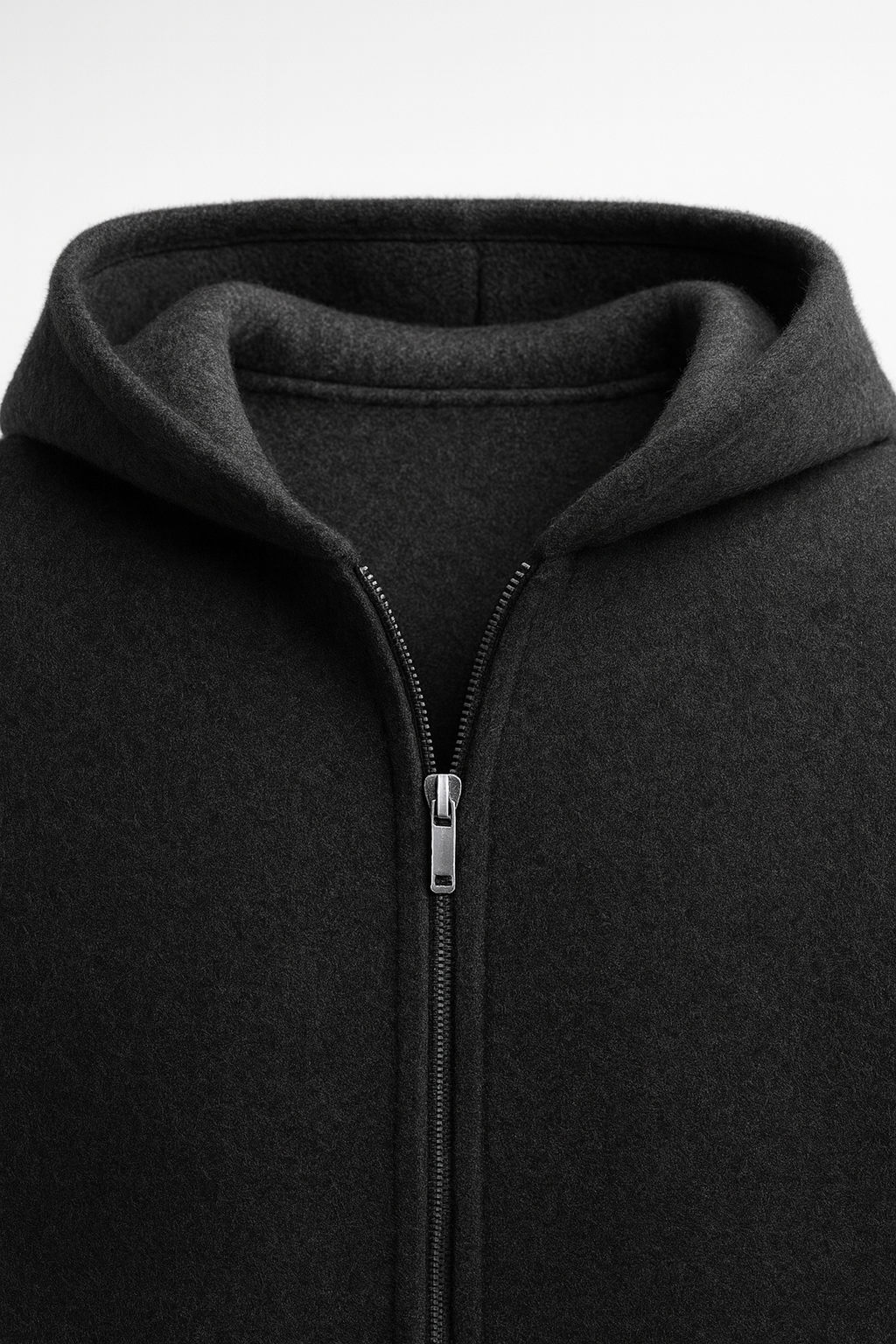 Reversible cashmere hoodie with a hood and zip, featuring a cozy knit design by Emiral Couture.