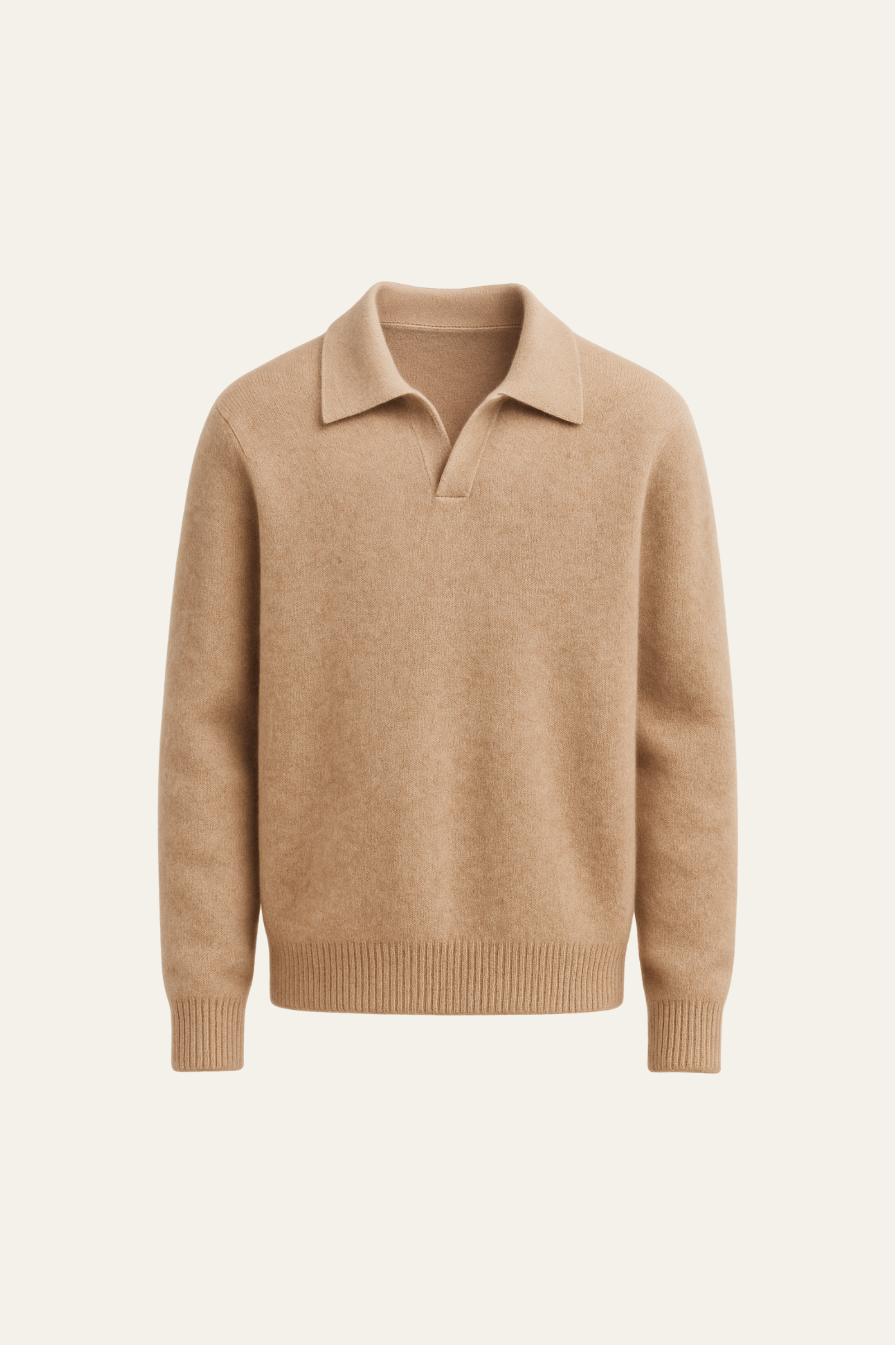 Marencio Cashmere Polo Knit Light Brown - Emiral Couture
