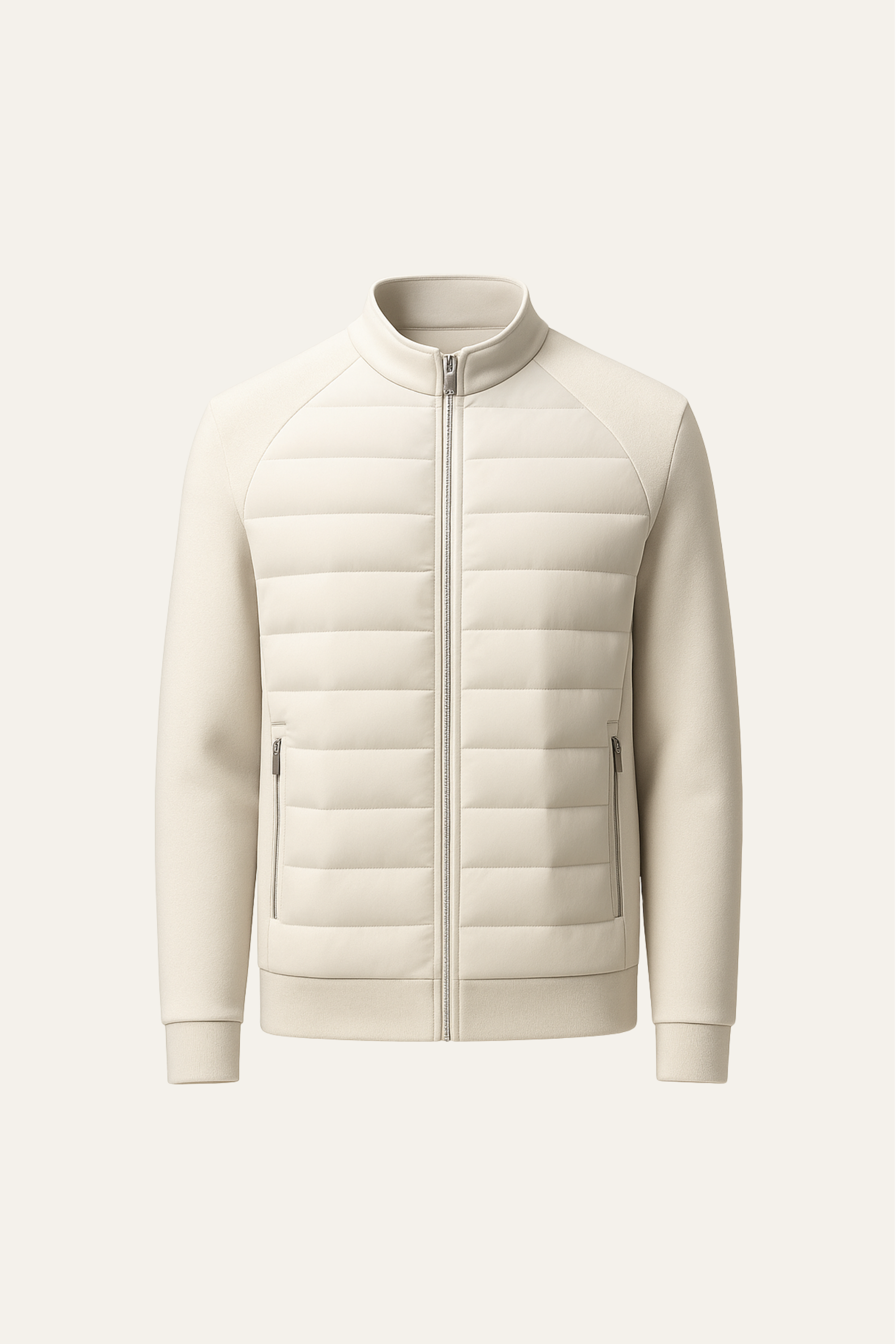 Ivory Sorrento Wool Padded Jacket by Emiral Couture with a stylish design and soft texture, ideal for cold weather.