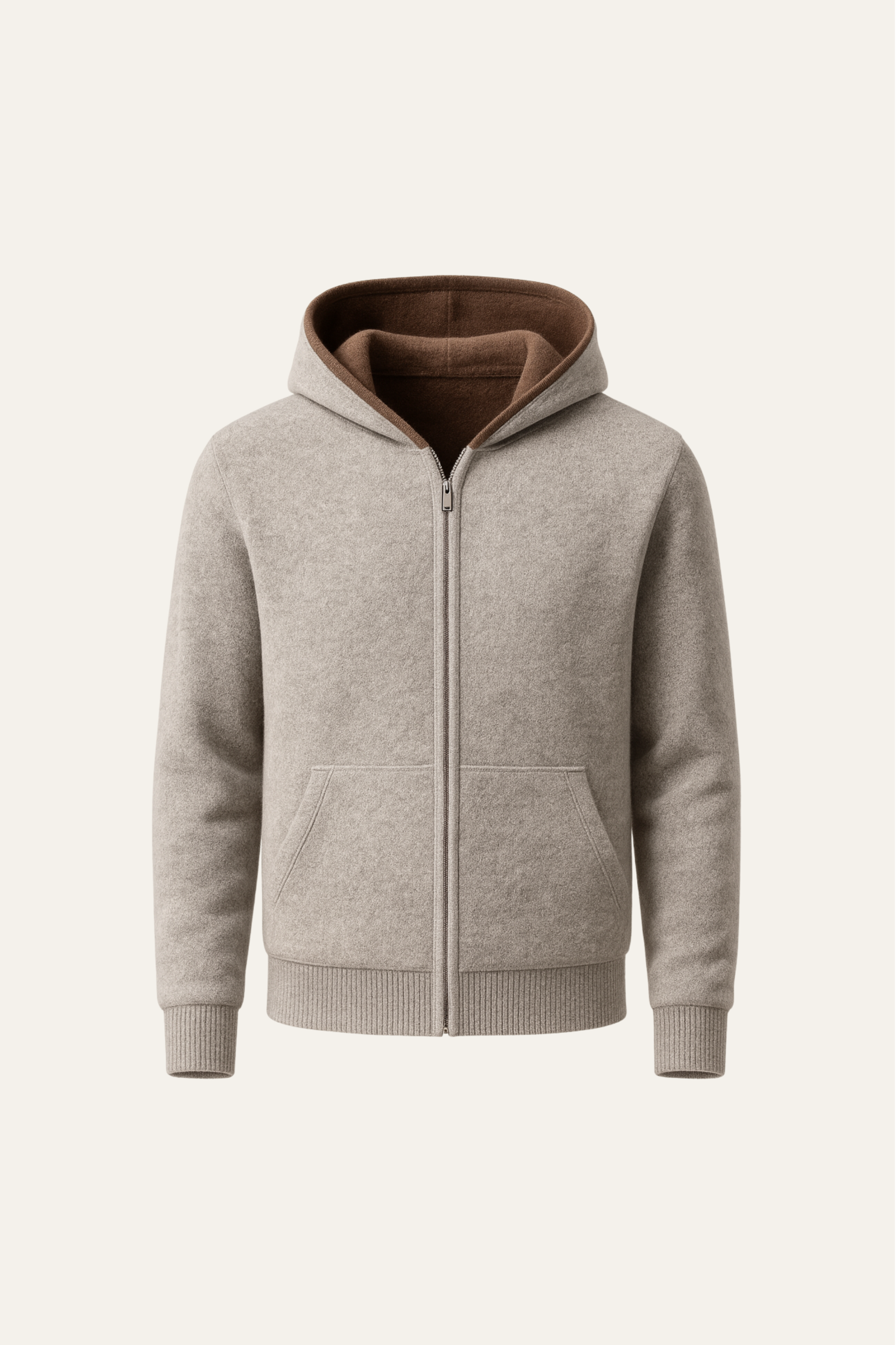 Emiral Couture Calinto Hooded Zip Knit in a soft fabric, featuring a stylish zip front and cozy hood.