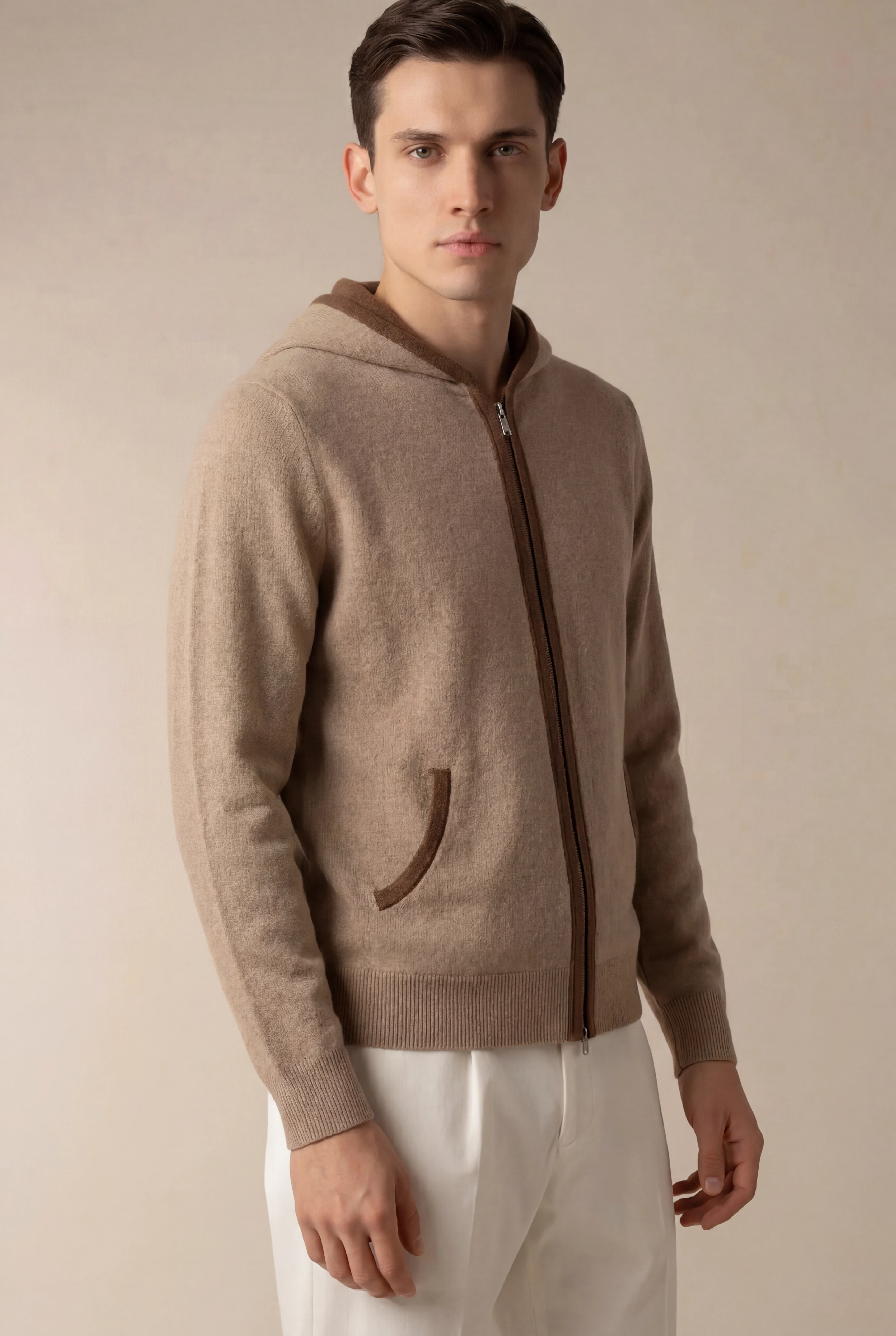 SANTONI CLASSIC HOODIE BROWN