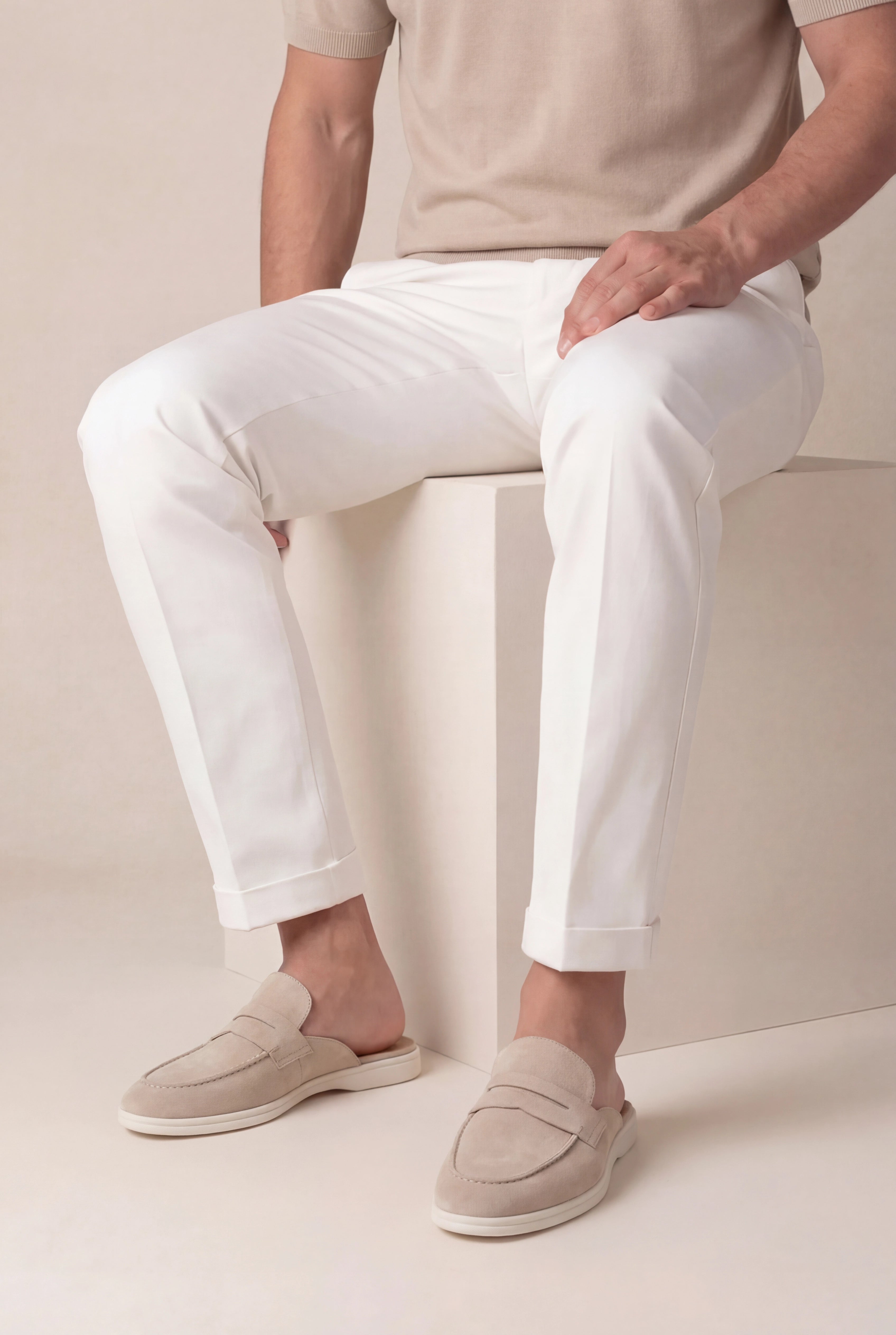 Beige Suède Portside Mule