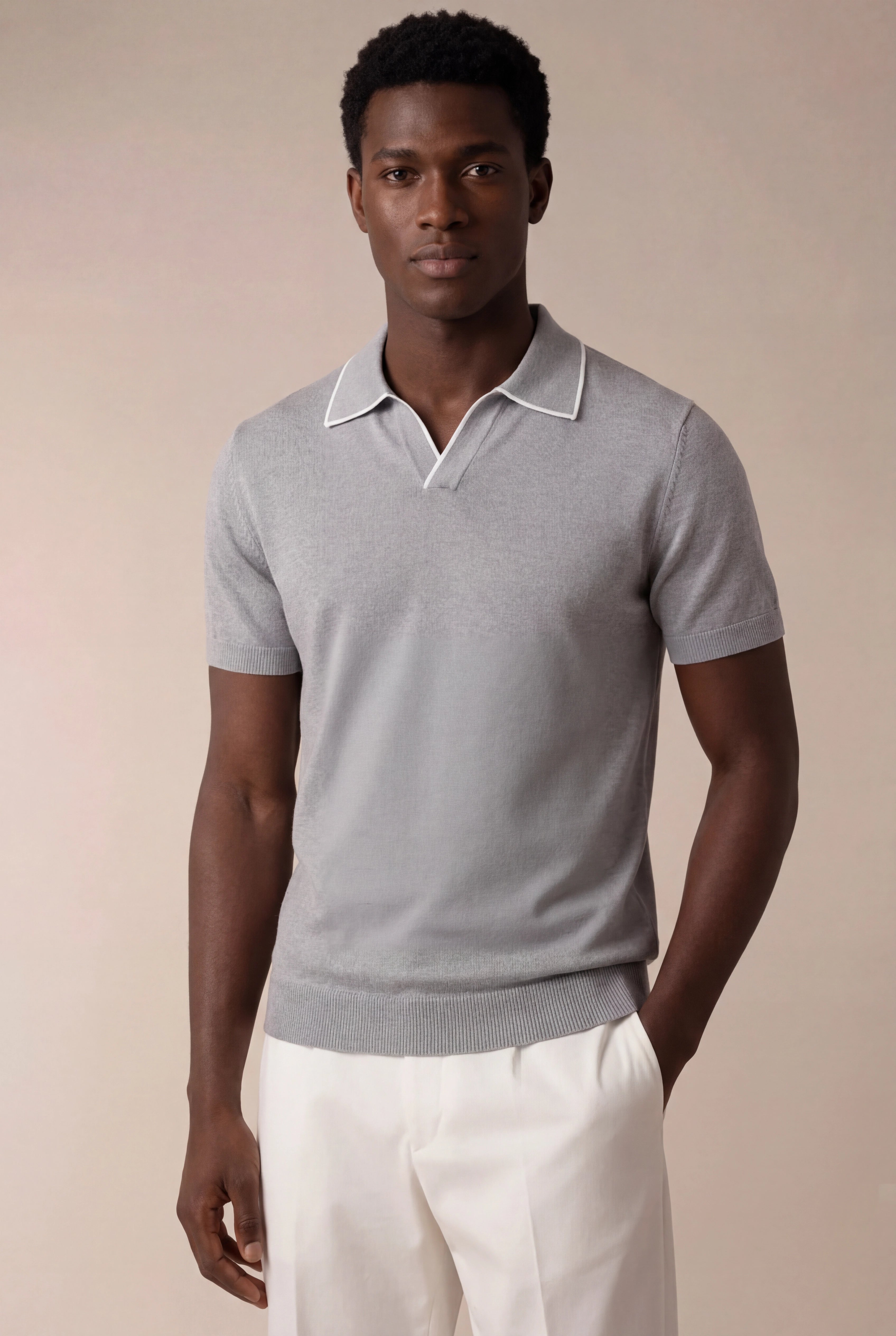 Light Grey Buttonless Polo