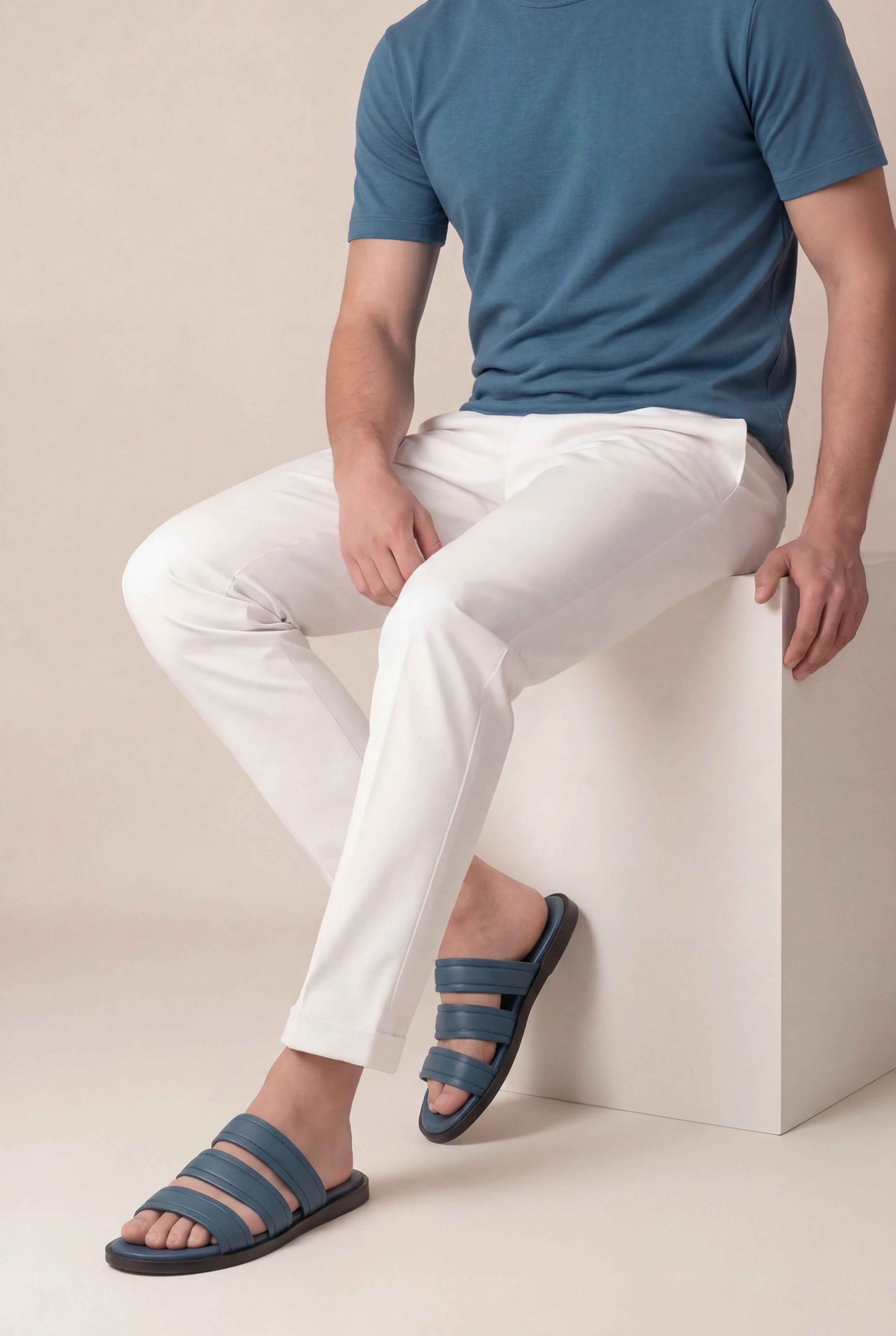 Navy Urban Sandal Calf Leather