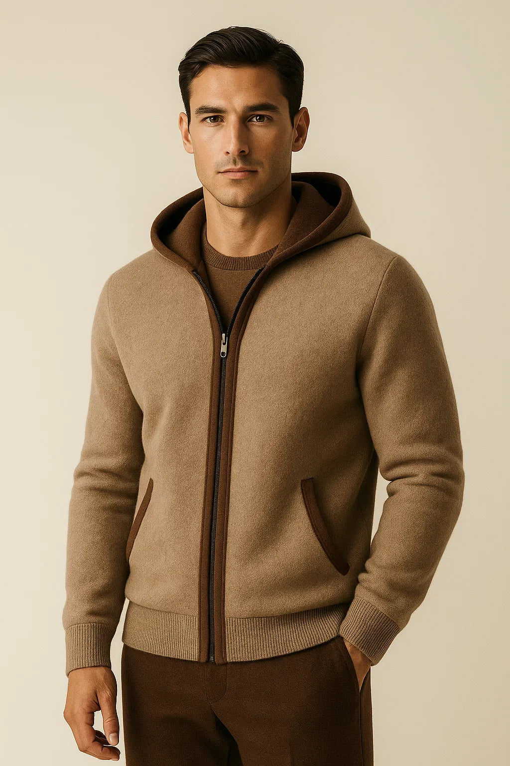 Sorano Hooded Cardigan Brown - Emiral Couture