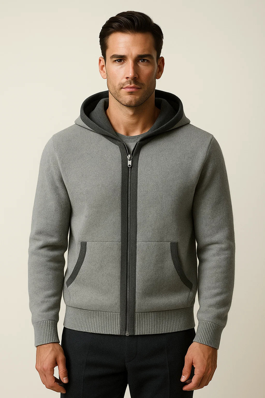Sorano Hooded Cardigan Grey - Emiral Couture