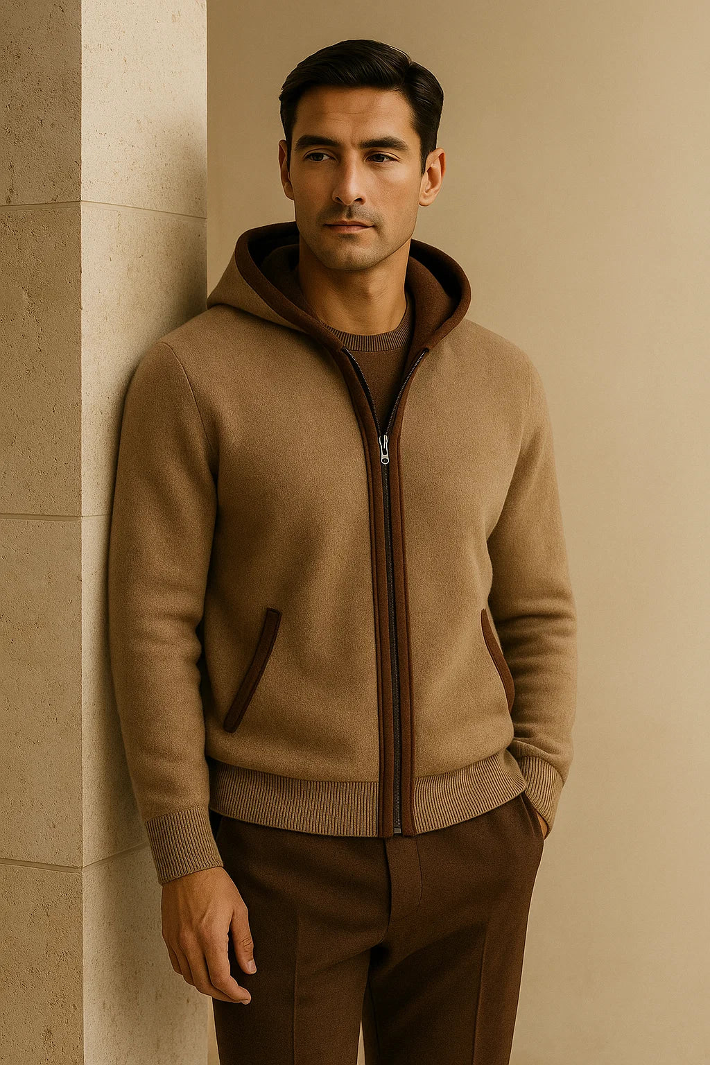 Sorano Hooded Cardigan Brown - Emiral Couture