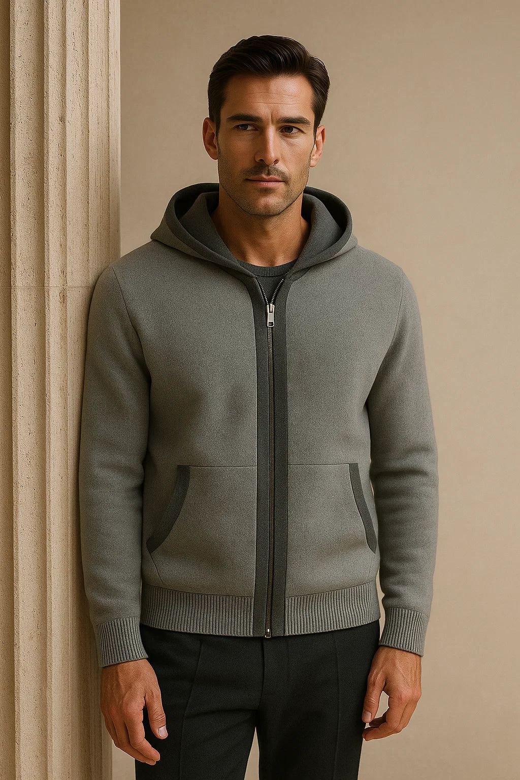 Sorano Hooded Cardigan Grey - Emiral Couture