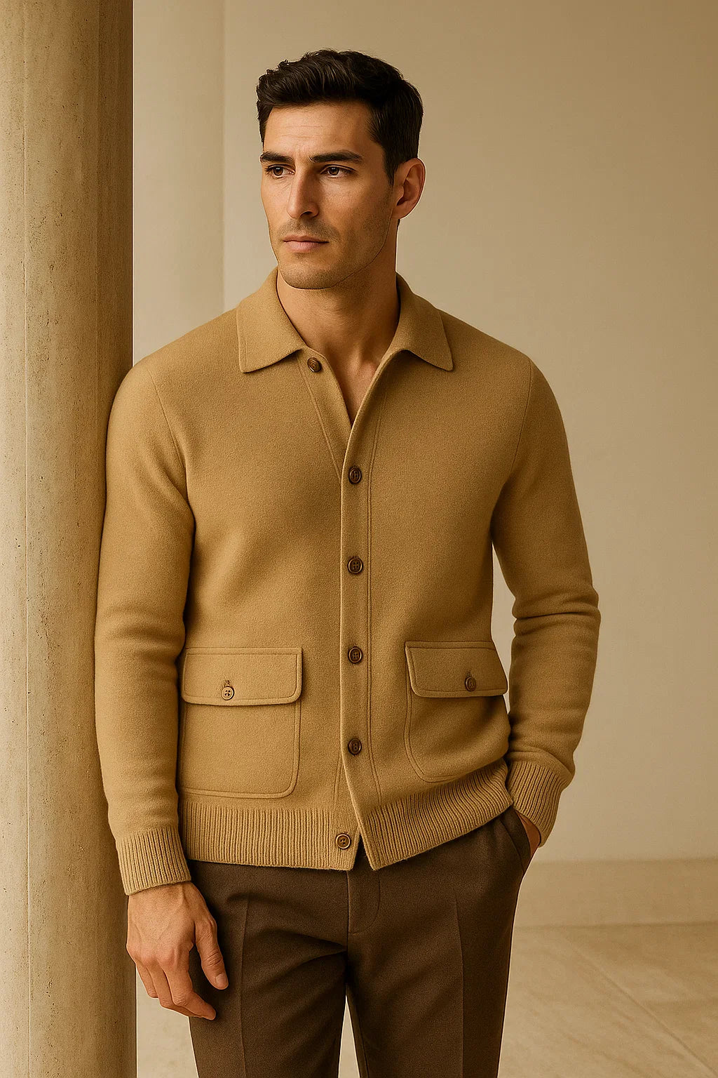 Vicenza Cashmere Cardigan Camel - Emiral Couture