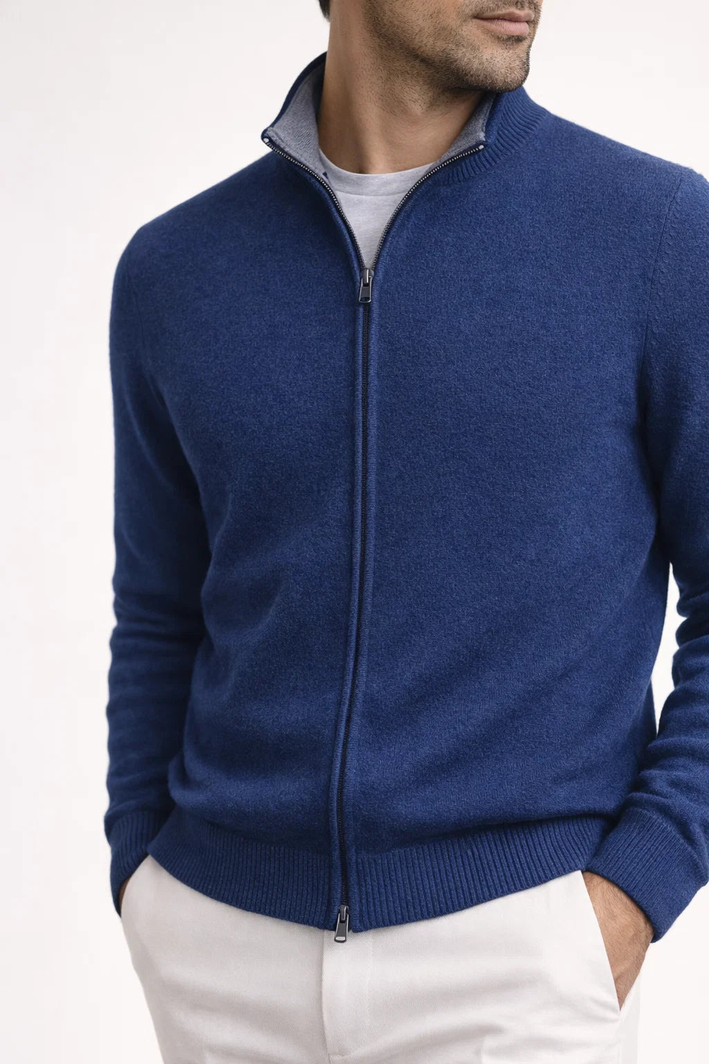 GEORGIO REVERSIBLE ZIP KNIT NAVY