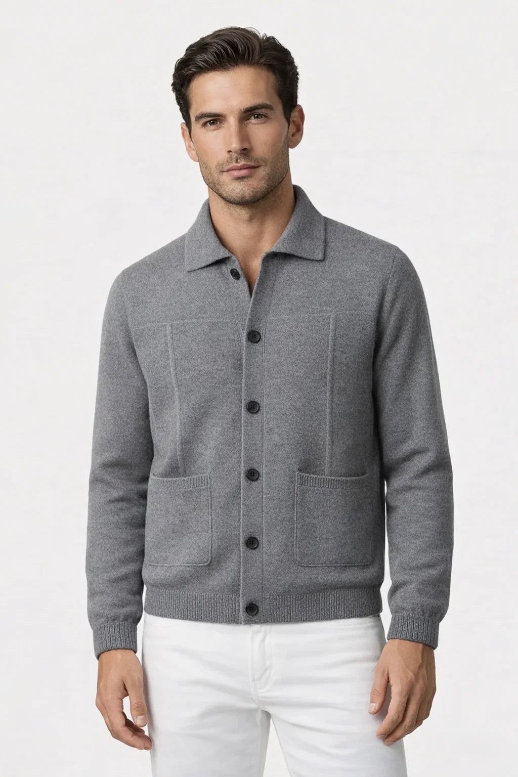 Valero Cashmere Cardigan Grey
