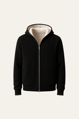 Emiral Couture Calinto hooded zip knit in a cozy fabric with a stylish design, featuring a front zipper and pockets.