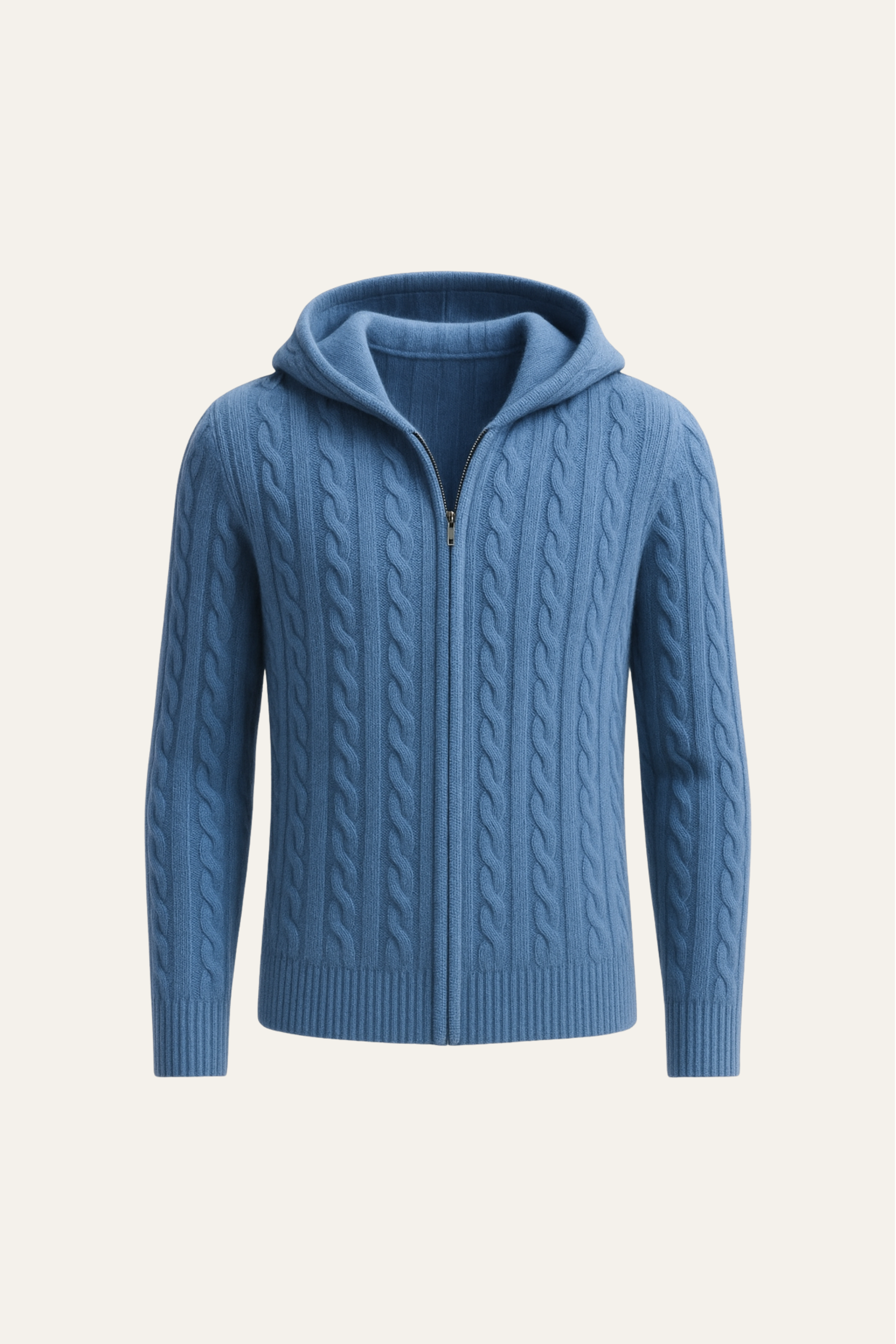 Talieri Hooded Cable Knit Blue - Emiral Couture