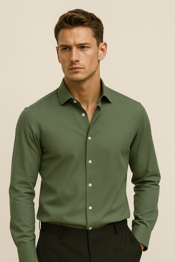 Firenze Cotton Shirt Olive Green