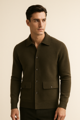 Vicenza Cashmere Cardigan Olive Green - Emiral Couture