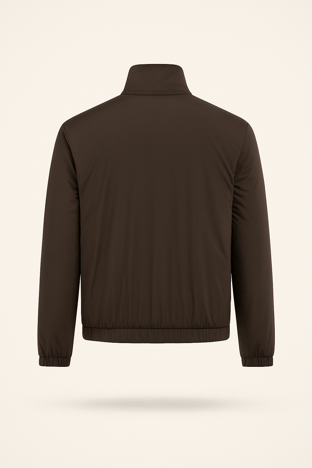 Reversible brown bomber jacket by Emiral Couture, featuring a sleek design and stylish finish suitable for various outfits.