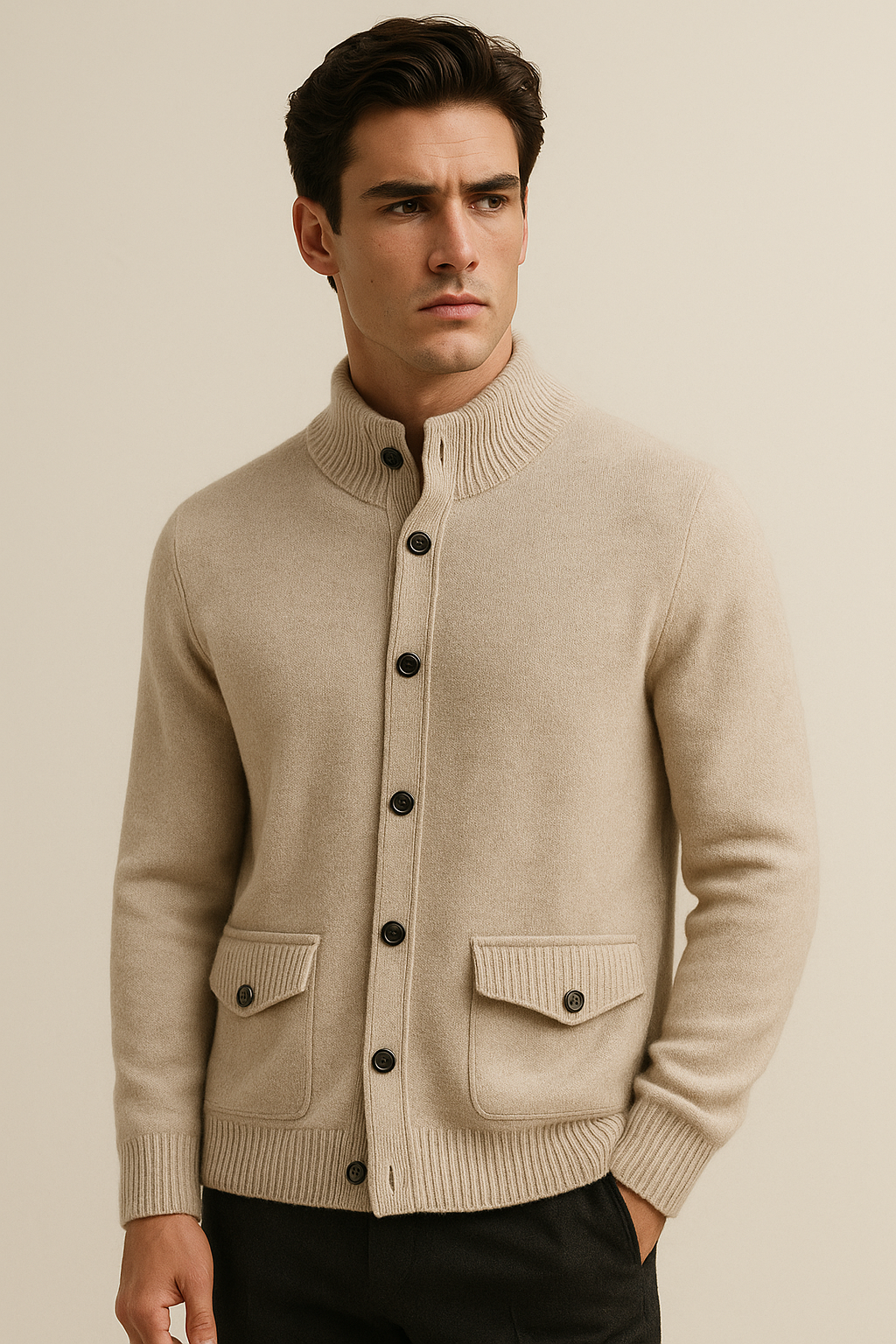 Giotto Cashmere Cardigan Sand - Emiral Couture