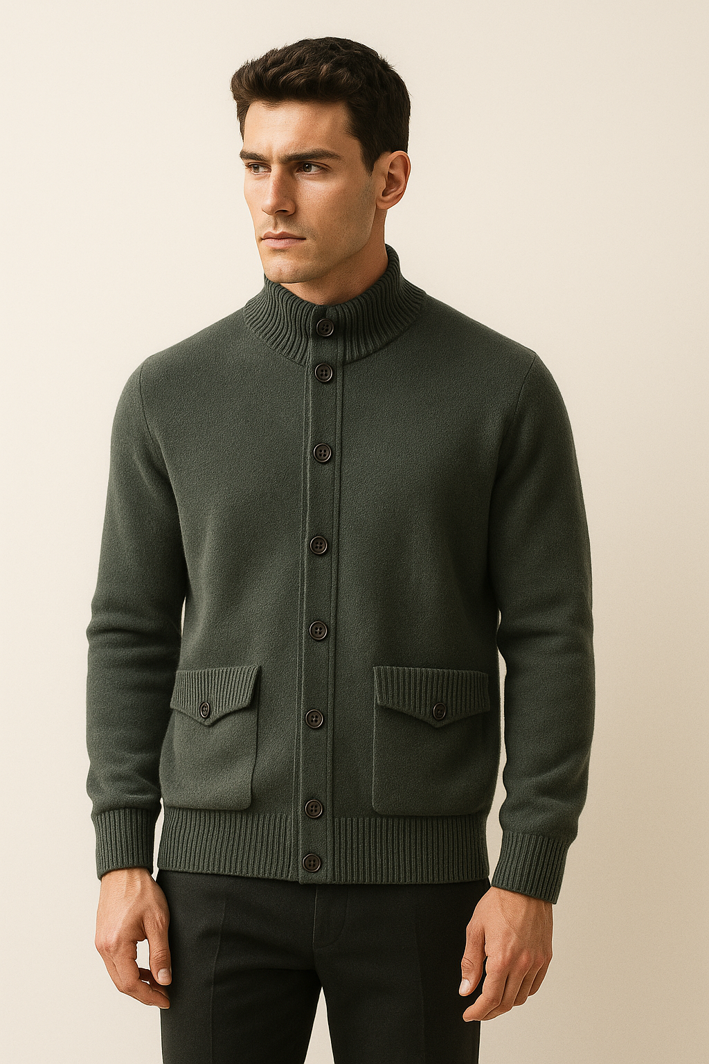 Giotto Cashmere Cardigan Forest - Emiral Couture