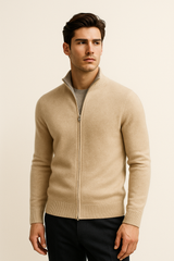 Marciello Reversible Cashmere Zip Knit Beige & Grey - Emiral Couture